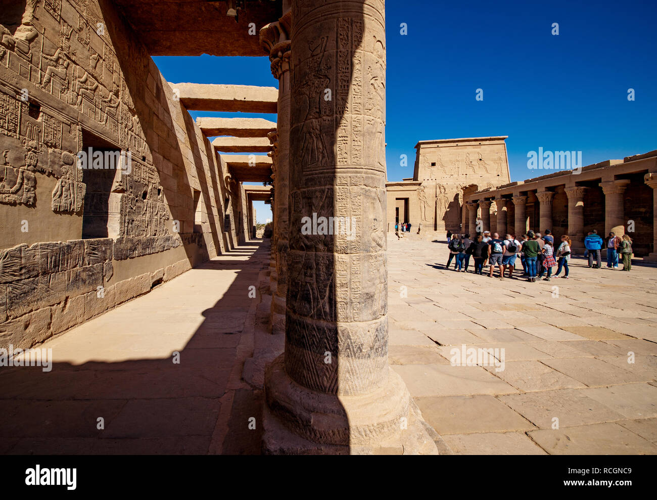 Im Philae Tempel der Isis in Assuan Ägypten Stockfoto