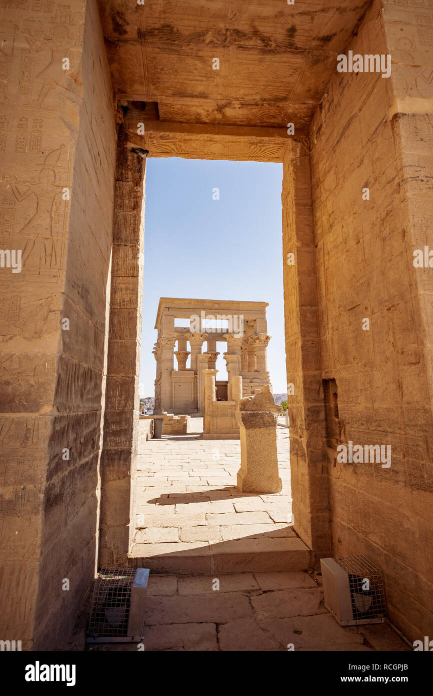 Die Philae Tempel Trajan Kiosk in Assuan Ägypten Stockfoto
