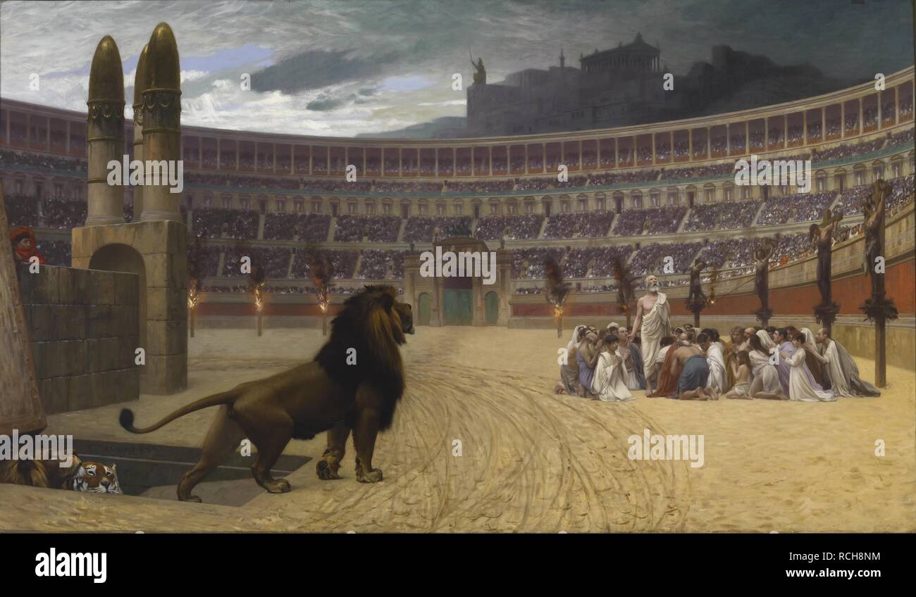 Die christlichen Märtyrer' letztes Gebet. Museum: Walters Art Museum, Baltimore. Autor: GEROME, JEAN-LEON. Stockfoto