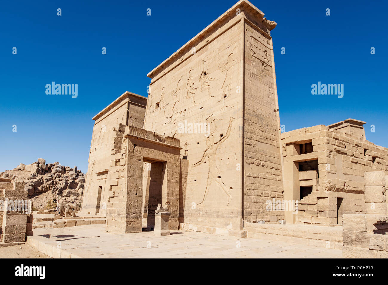 Philae Tempel in Ägypten der Göttin Isis gewidmet ist in der Nähe von Aswan Stockfoto