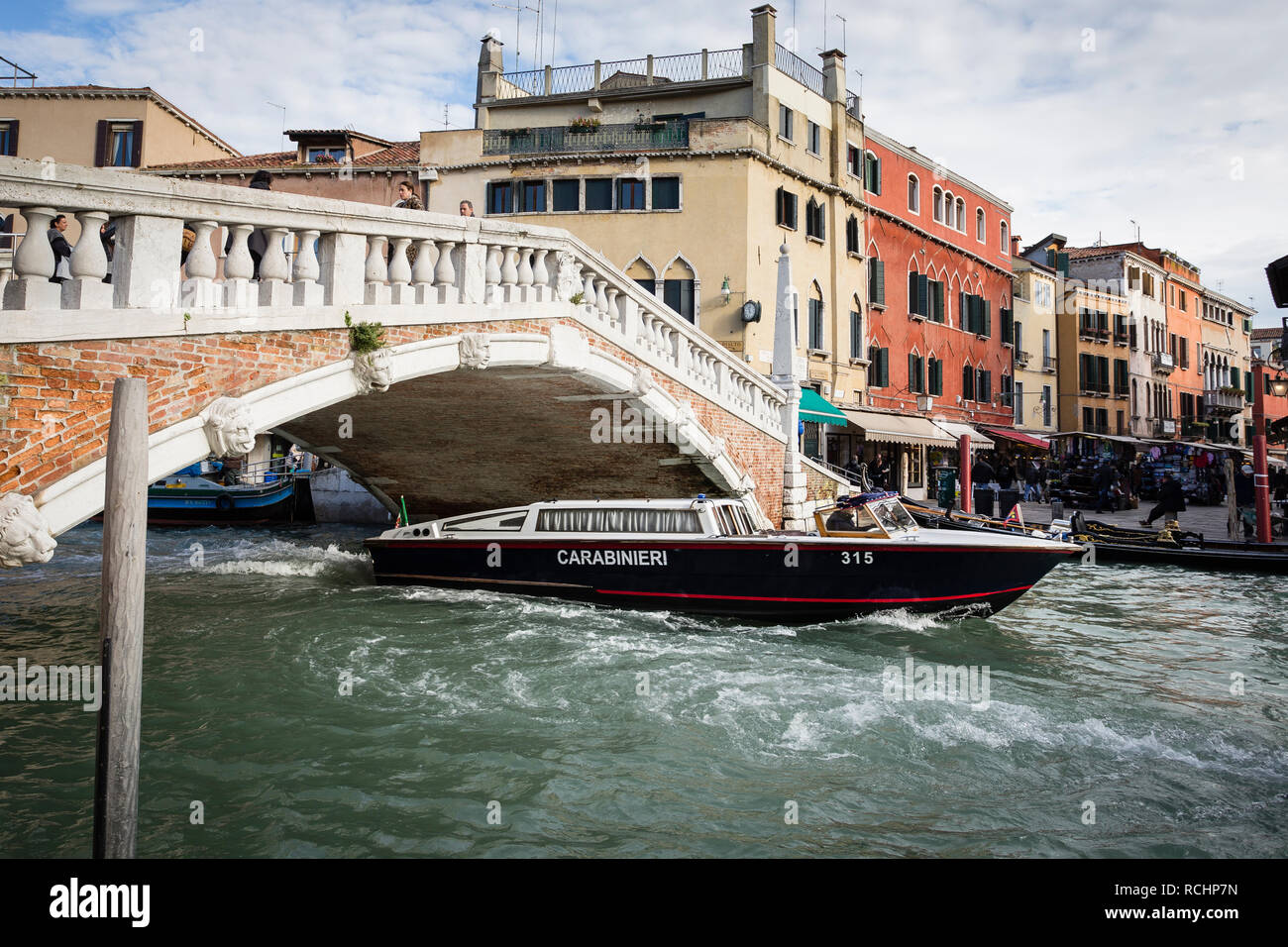 Motorboot der Carabinieri (Polizei), Venedig, Italien Stockfoto