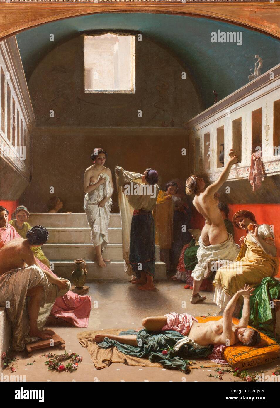 Die Bäder von Pompeji. Museum: Fondazione Balzan, Milano. Autor: MORELLI, Domenico. Stockfoto