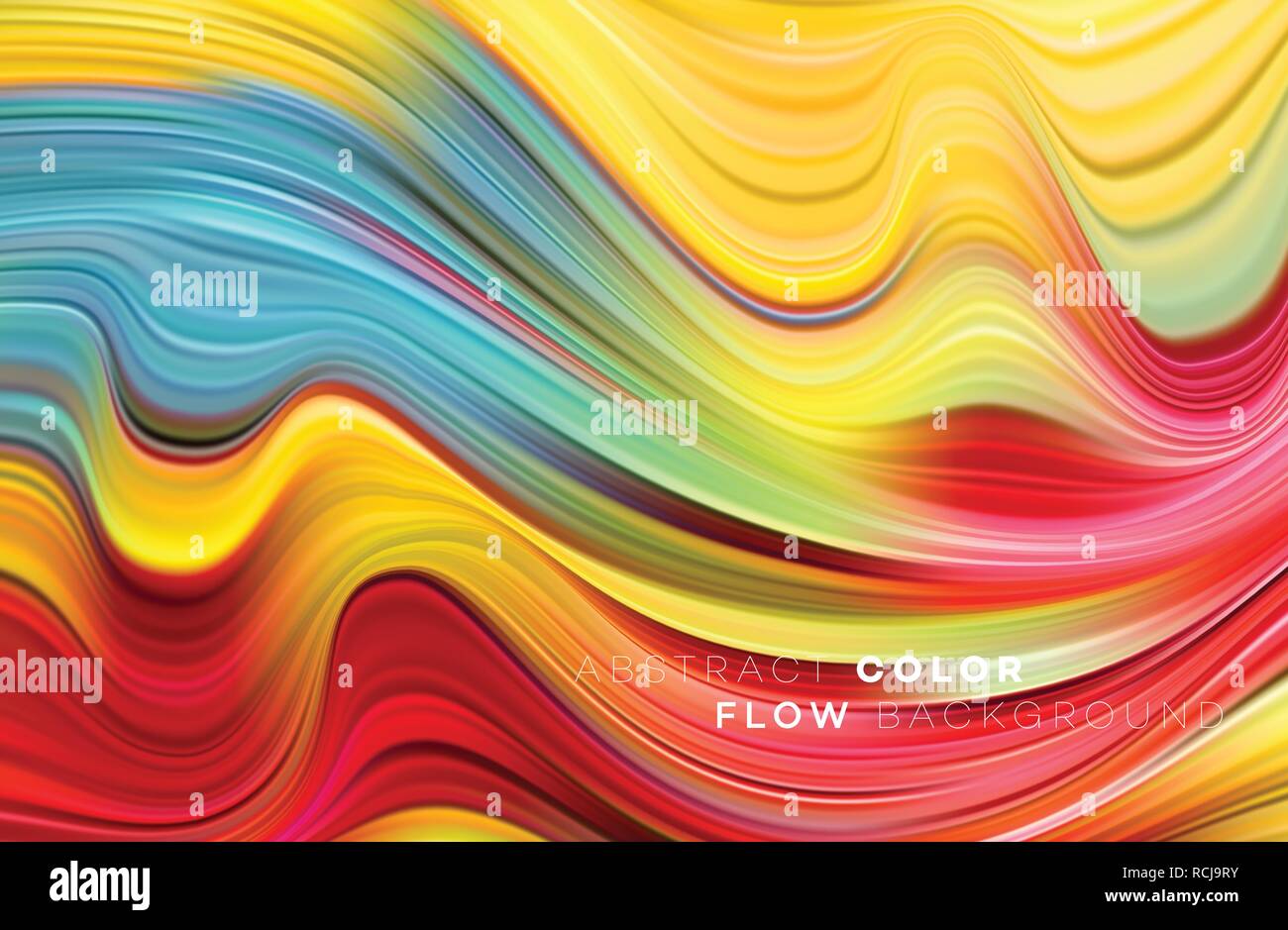 Modernes, farbenfrohes flow Poster. Wave flüssige Form in der Farbe schwarz hintergrund. Art Design für Ihr Design Projekt. Vector Illustration Stock Vektor