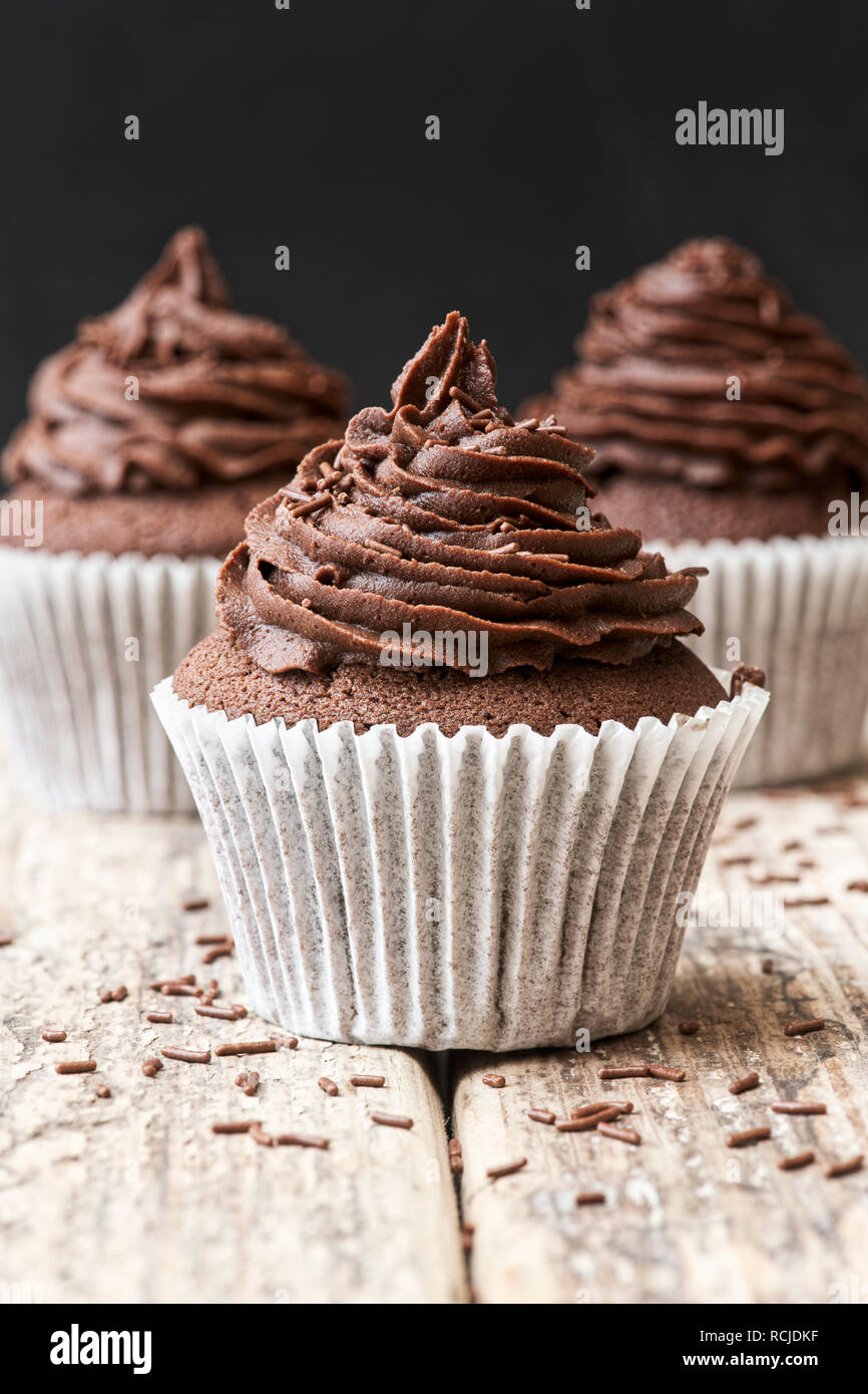 Hausgemachte Schokolade Cupcakes Stockfoto
