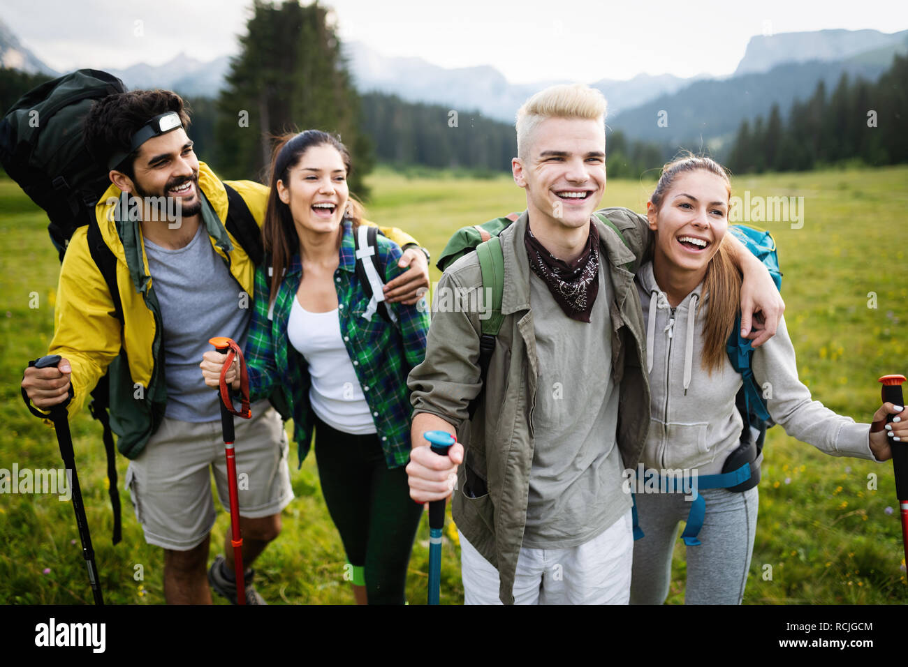 Trek Wanderziel erleben Abenteuer glücklich Lifestyle Konzept Stockfoto