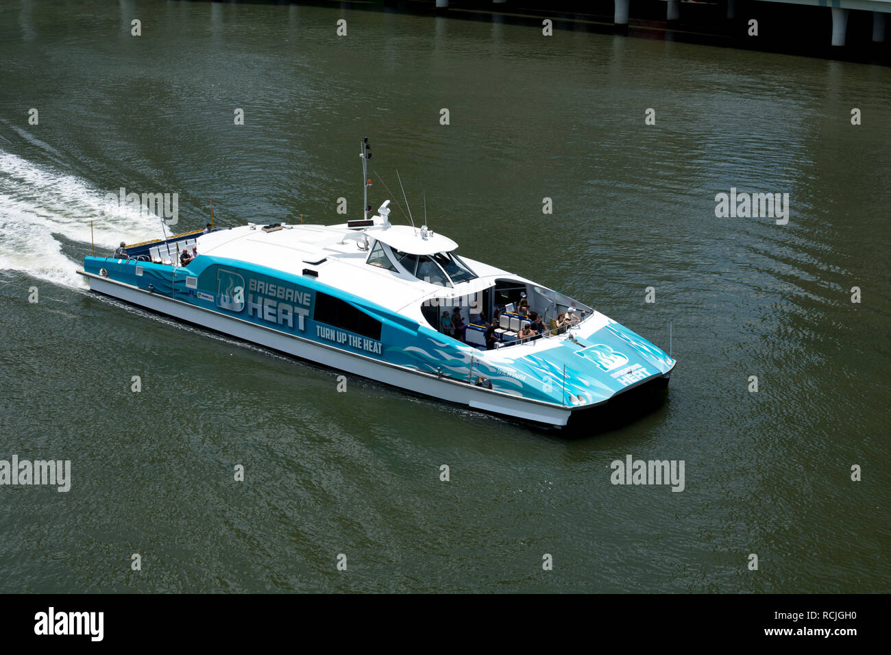 Ein CityCat Katamaran auf den Fluss von Brisbane, Brisbane, Queensland, Australien Stockfoto