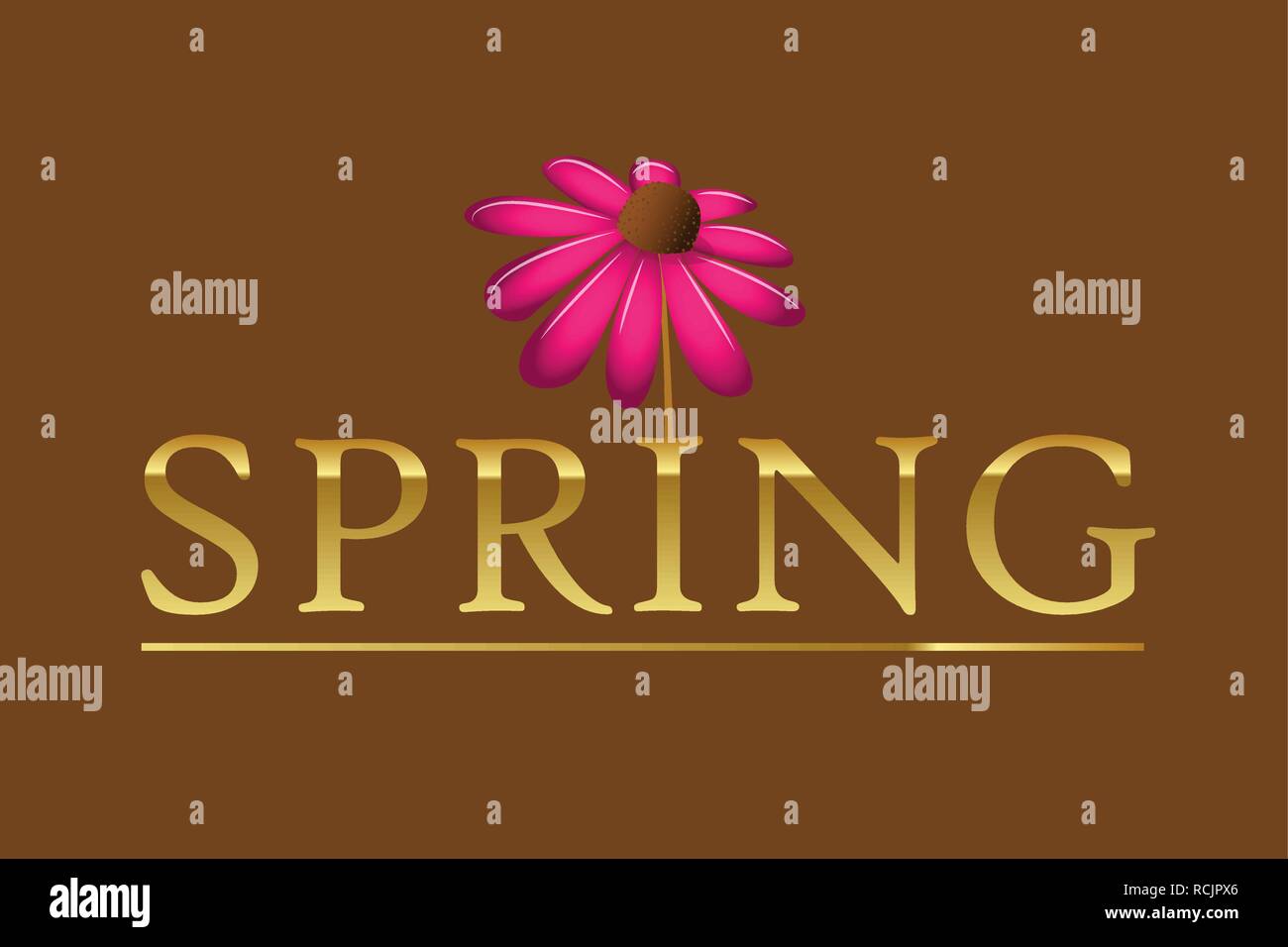 Golden Spring Typografie mit rosa blühende Blume Blütenblatt auf braunem Grund Vektor EPS Abbildung 10 Stock Vektor