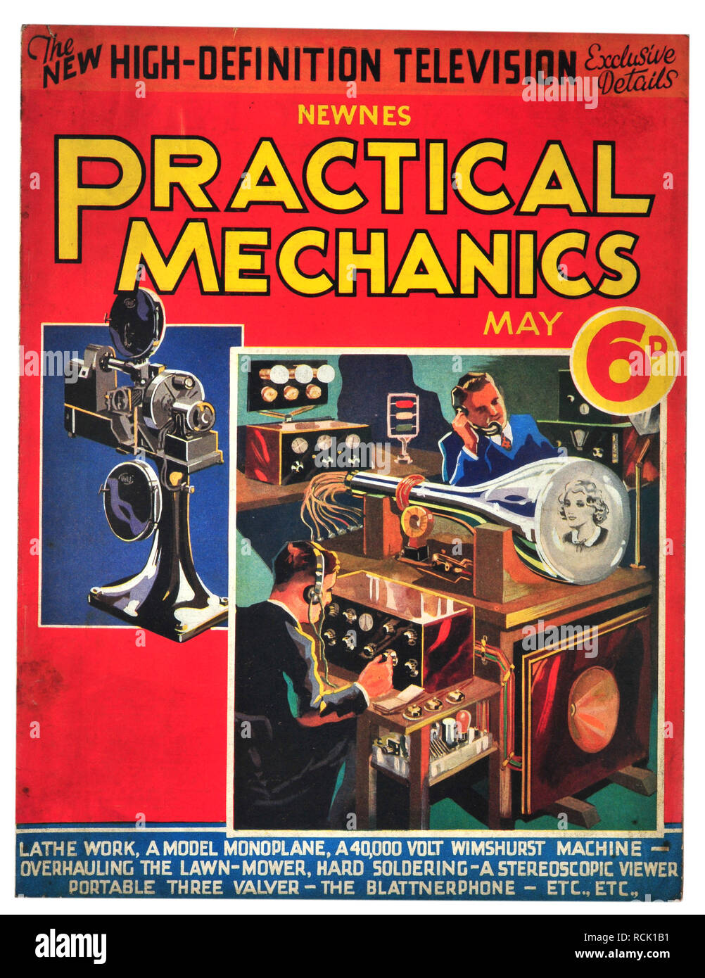 Newnes praktische Mechanik Mai 1934 Kalkulation 6 D Das neue hochauflösende Fernsehen Stockfoto