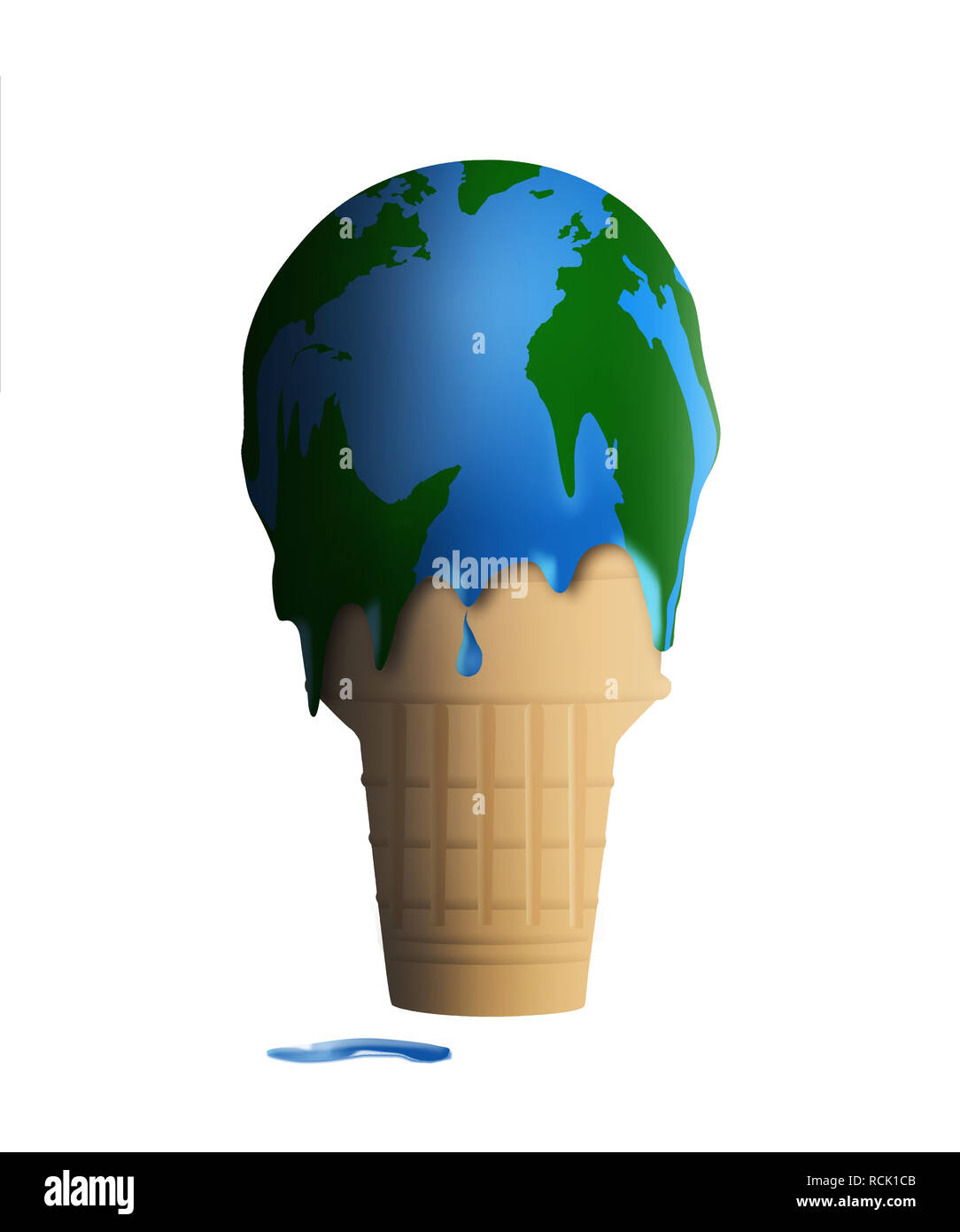 Die globale Erwärmung ist mit einem schmelzenden Eis und das Eis scheint auch ein Globus Karte der Erde dargestellt. Dies ist eine Abbildung. Stockfoto