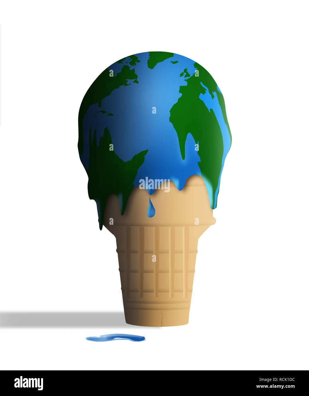 Die globale Erwärmung ist mit einem schmelzenden Eis und das Eis scheint auch ein Globus Karte der Erde dargestellt. Dies ist eine Abbildung. Stockfoto