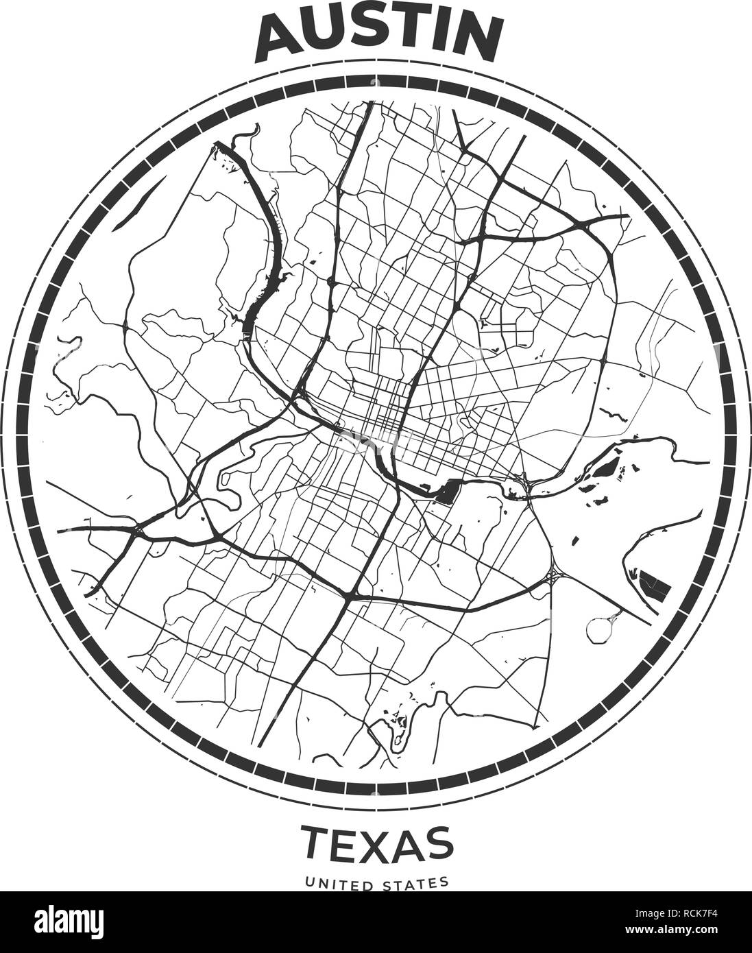 T-Shirt map Abzeichen von Austin, Texas. T-Shirt print Typografie label Abzeichen Emblem. Vector Illustration Stock Vektor