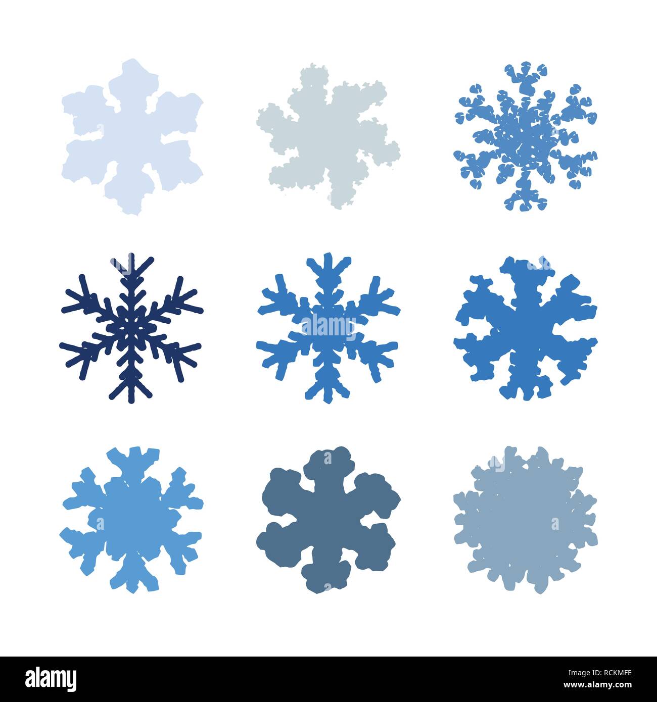 Chunky Marker Schneeflocken Set Stock Vektor