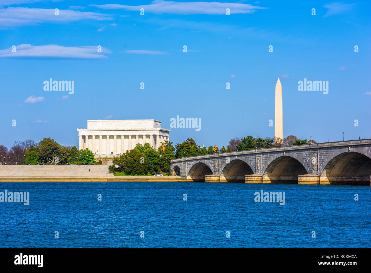 Washington DC, USA Skyline auf dem Potomac River. Stockfoto