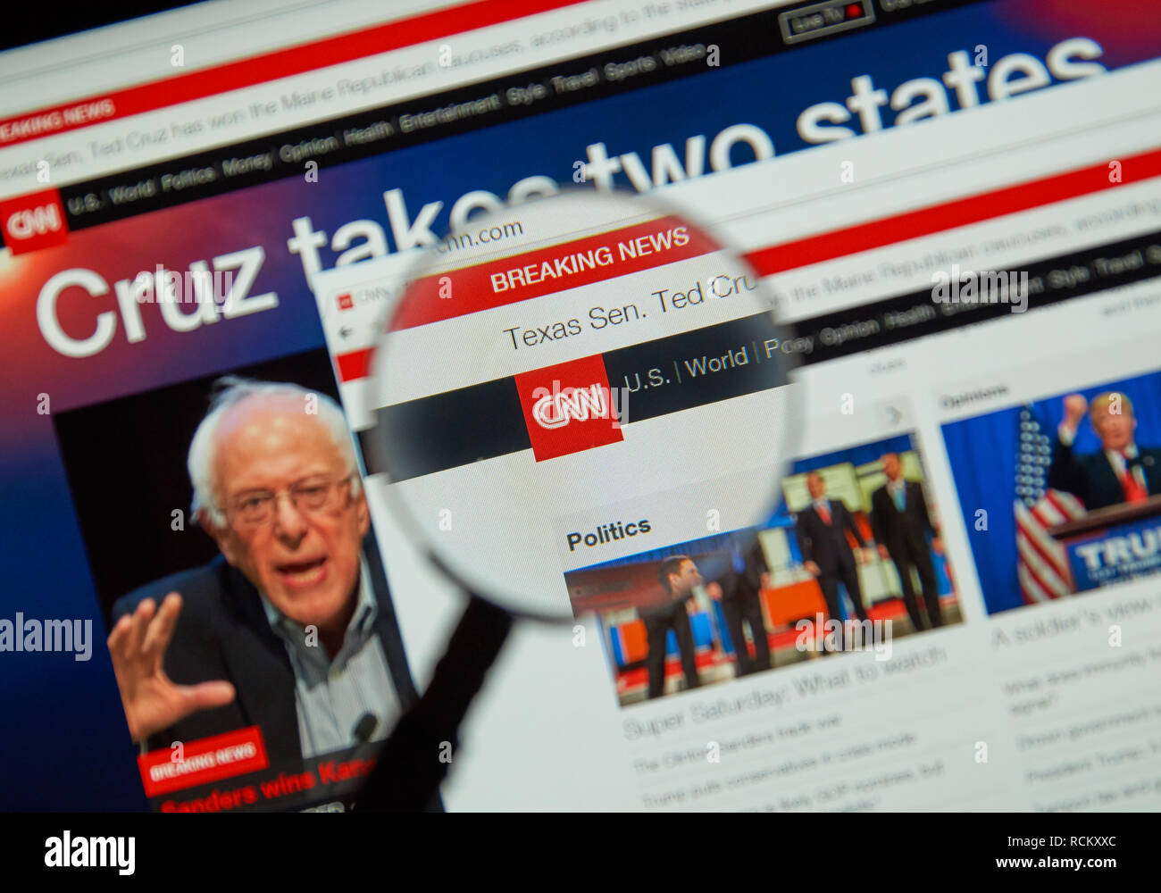 MONTREAL, KANADA - MÄRZ 20, 2016, CNN Webseite unter der Lupe. Die Cable News Network (CNN) ist eine US-amerikanische basic Kabel und Satellit televis Stockfoto