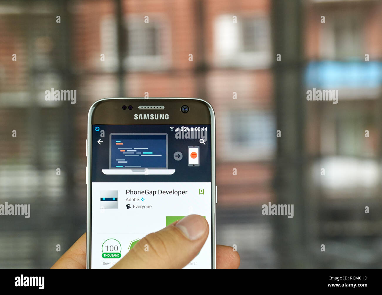 MONTREAL, KANADA - Juli 15: Adobe PhoneGap Entwickler Anwendung auf Samsung S7-Bildschirm. Die PhoneGap Developer ist ein Hilfsprogramm zum Testen für Web Developer Stockfoto