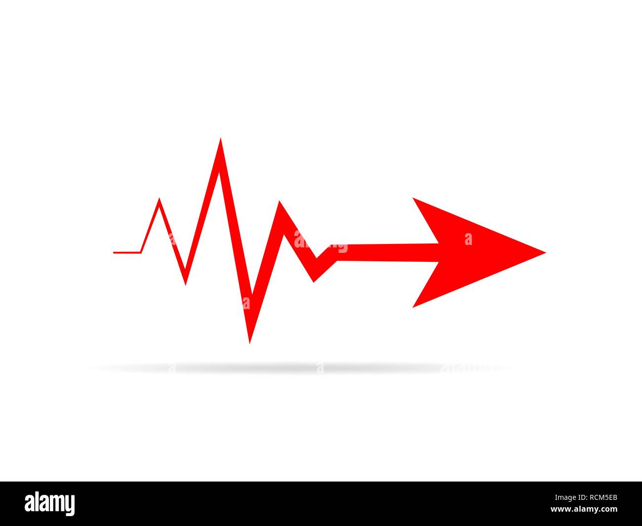Heartbeat Schild mit Pfeil. Vector Illustration. Das Konzept der Gesundheit Stock Vektor
