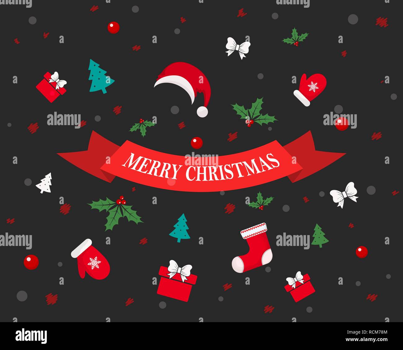 Weihnachten festliche Hintergrund. Vector Illustration. Grußkarte mit Winterurlaub Elemente. Stock Vektor