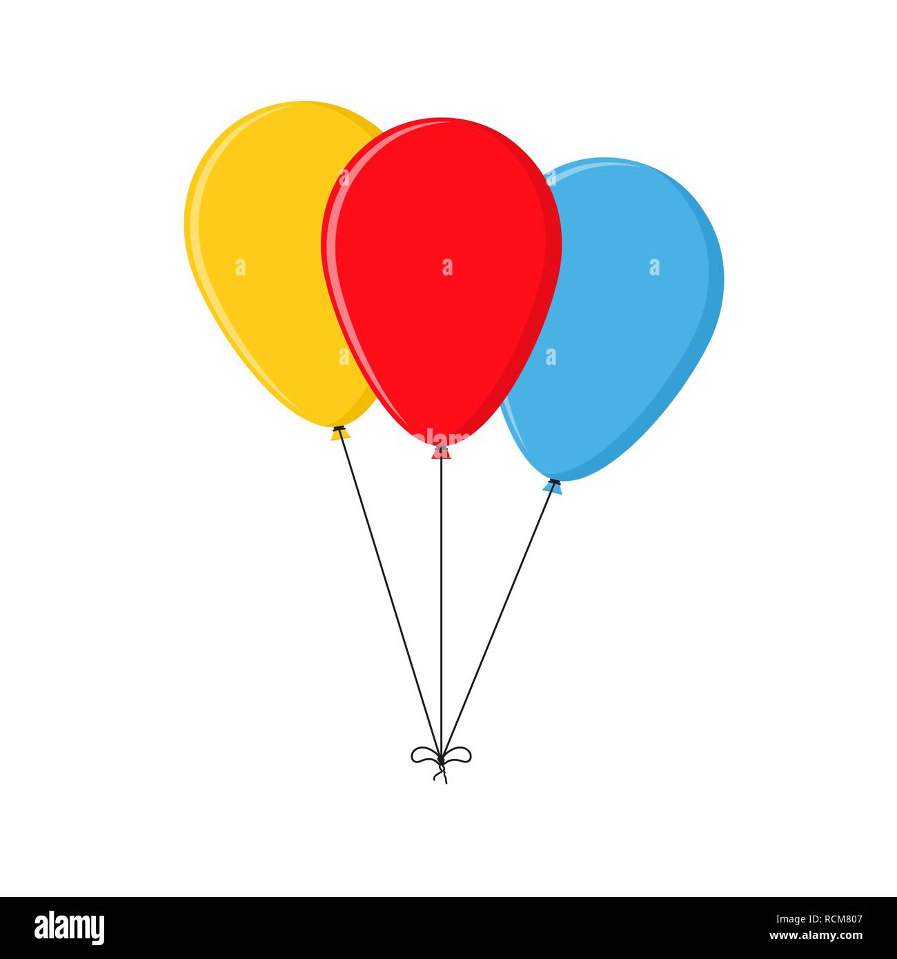 Farbige Ballone im flachen Design. Vector Illustration. Festliche Luftballons auf weißem Hintergrund. Stock Vektor