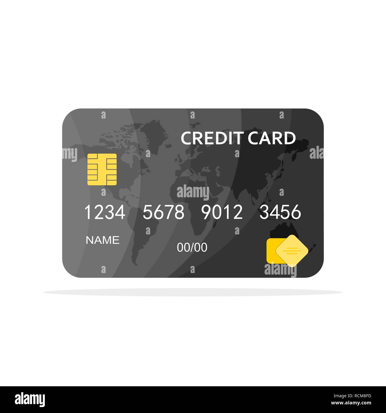Grau Kreditkarte isoliert. Vector Illustration. Bank Kreditkarte in flacher Ausführung. Stock Vektor