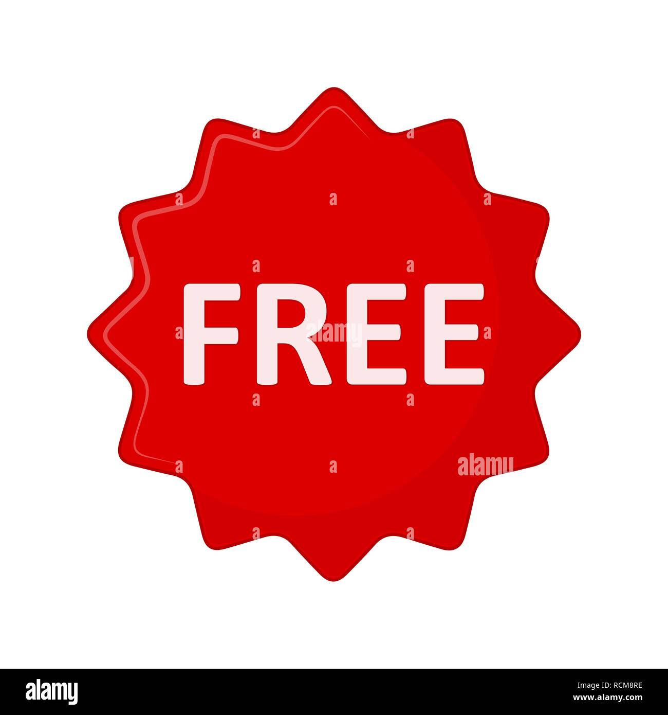 Text sich auf das runde Etikett in flacher Ausführung. Vector Illustration. Rote runde Aufkleber auf weißem Hintergrund. Stock Vektor