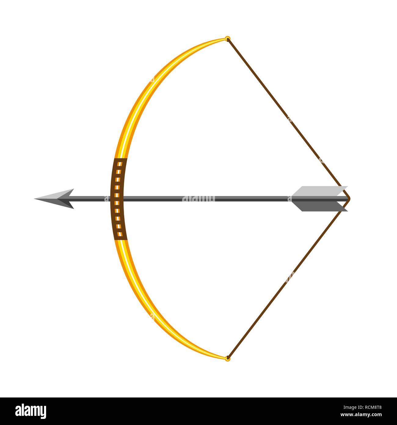 Bogen und Pfeil in flacher Ausführung. Vector Illustration. Bogen und Pfeil auf weißem Hintergrund Stock Vektor