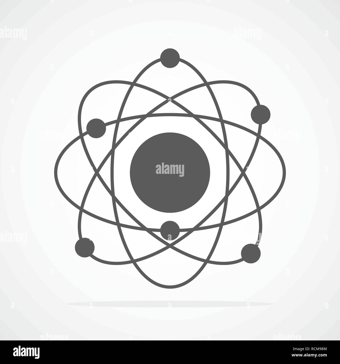 Das Atom-symbol in flacher Ausführung. Symbol grau Molekül oder Atom Symbol isoliert. Vector Illustration. Stock Vektor