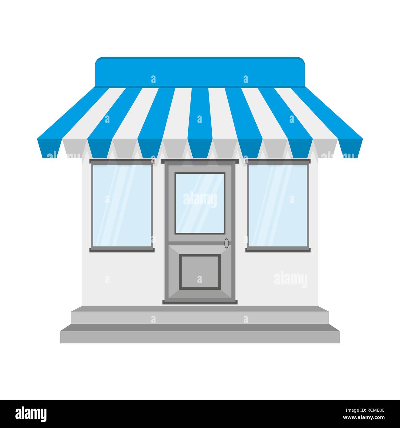Shop oder Shop Symbol in flacher Ausführung. Vector Illustration. Shop Gebäude, auf weißem Hintergrund. Stock Vektor