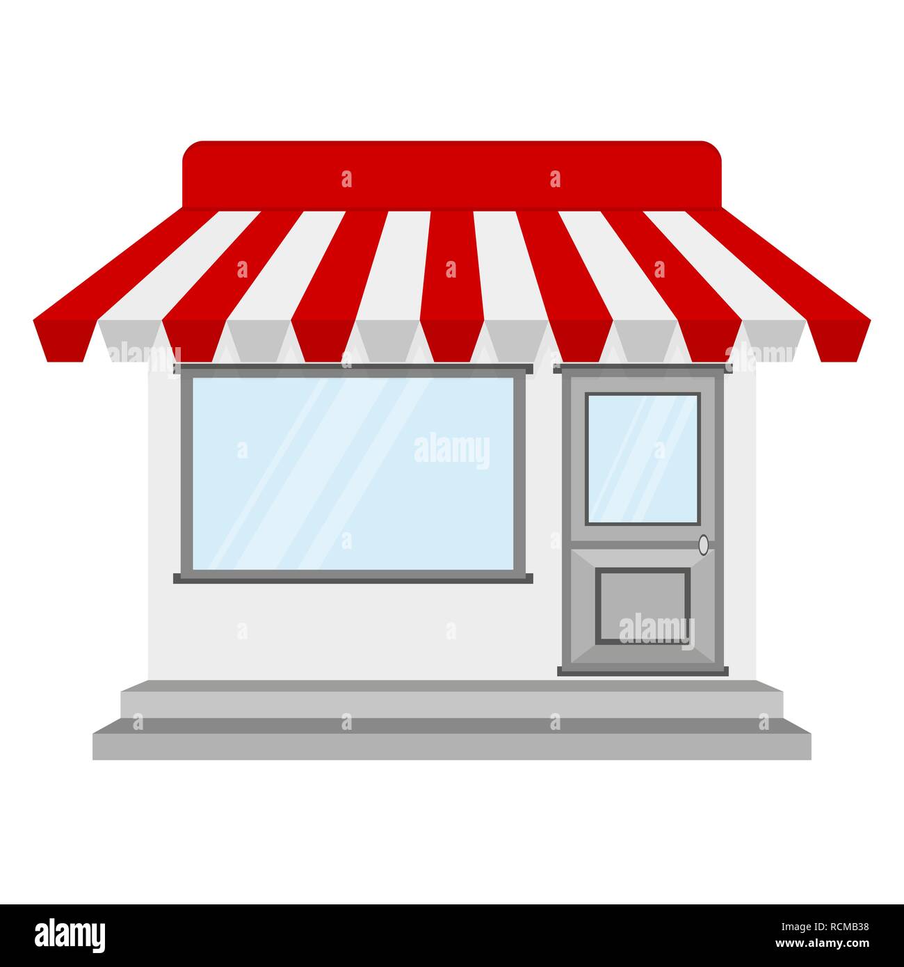 Shop oder Shop Symbol in flacher Ausführung. Vector Illustration. Shop Gebäude, auf weißem Hintergrund. Stock Vektor