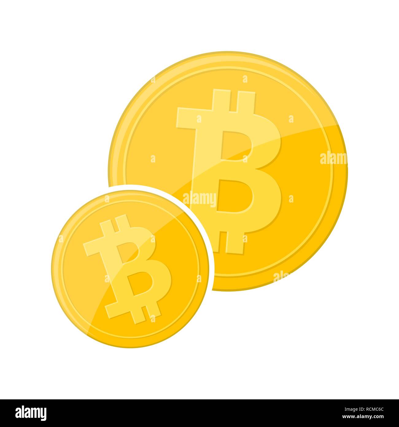 Golden Bitcoin Währung. Vector Illustration. Bitcoin als cryptocurrency Symbol auf weißem Hintergrund Stock Vektor