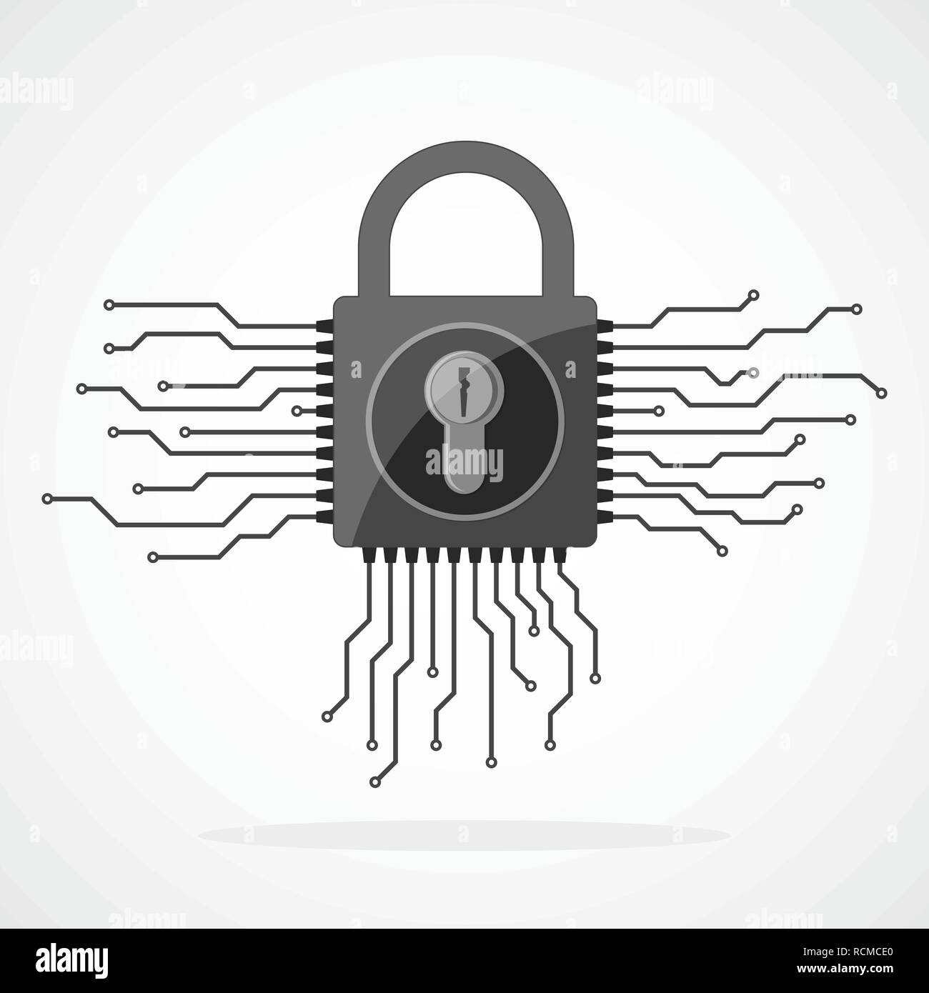 Elektronische Schlosssymbol in flacher Ausführung. Vector Illustration. Information Security Konzept, auf hellen Hintergrund isoliert Stock Vektor