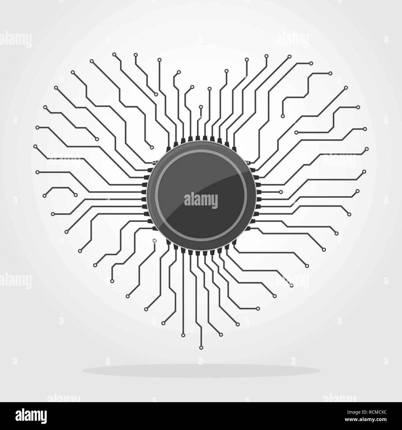 Microchip Symbol in flacher Ausführung. Vector Illustration. Microcircuit Symbol isoliert Stock Vektor