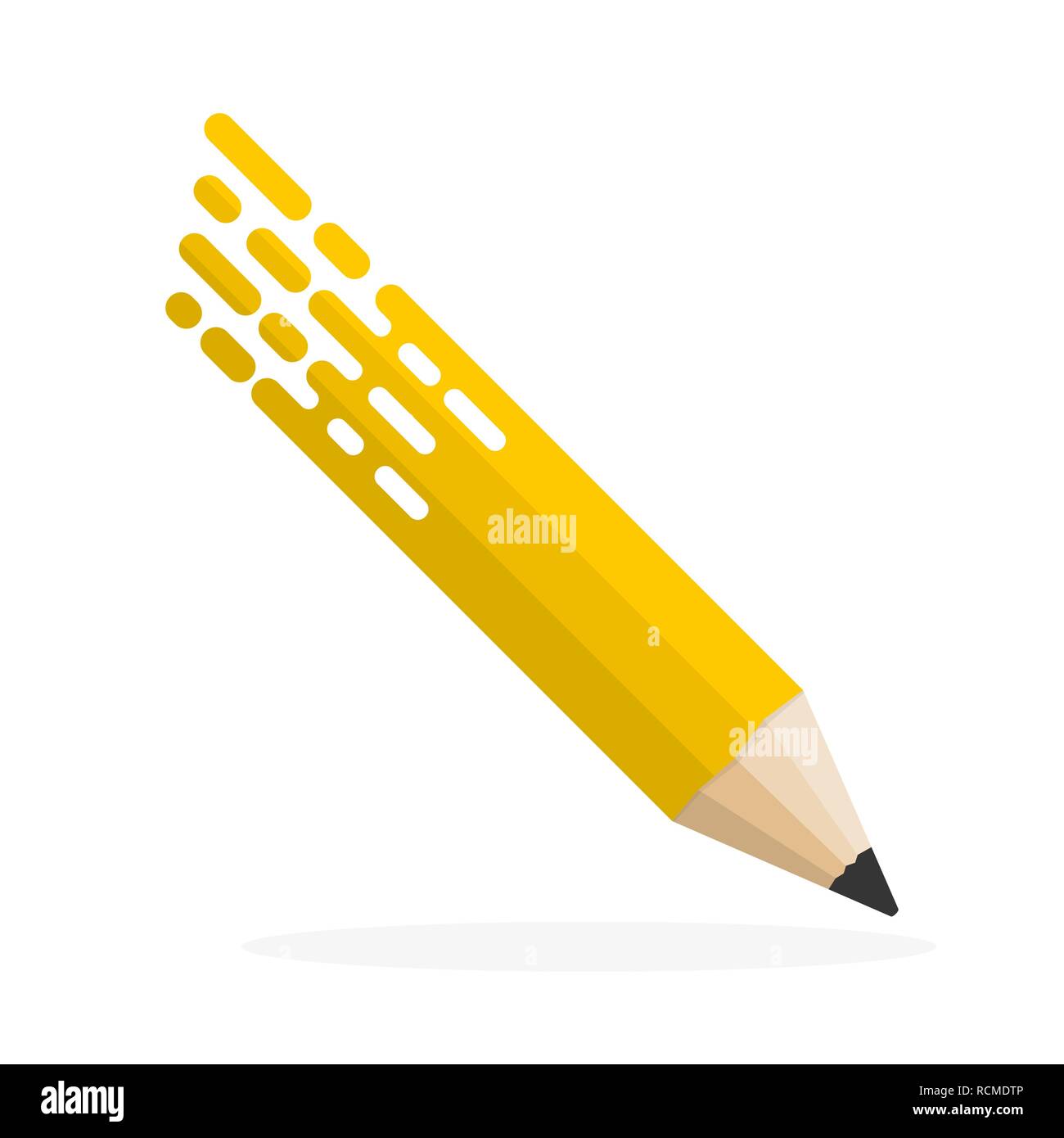 Abstrakte Stiftsymbol in flachen Design. Vector Illustration. Bleistift auf weißem Hintergrund mit Schatten. Stock Vektor