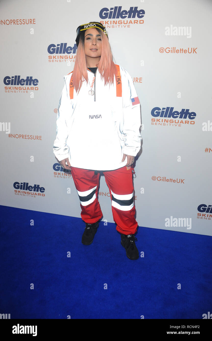 Laughta Skinguard empfindlich bei der Gillette Rasierklingen, für Männer mit empfindlicher Haut Ereignis auf Windmill Street in London entworfen. Stockfoto