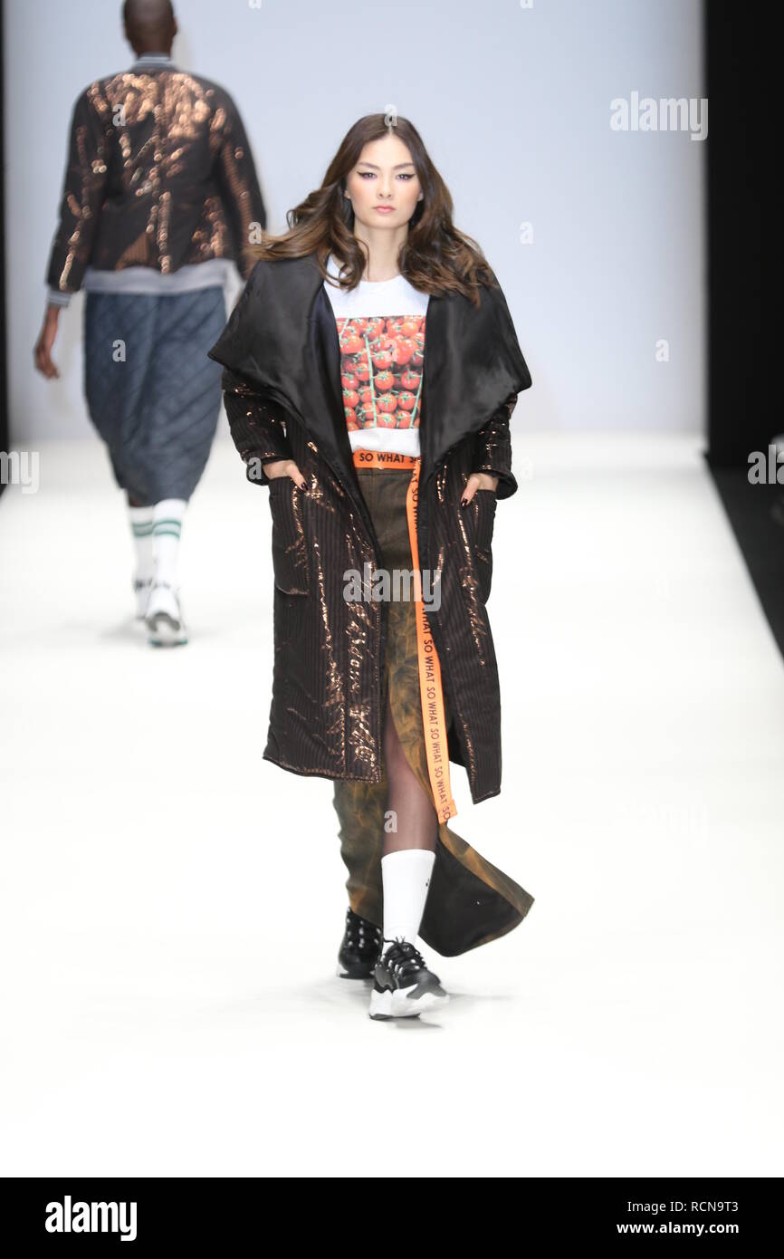 Berlin, Deutschland, 16. Januar 2019, Rebekka Ruétz Modenschau auf der Mercedes-Benz Fashion Week (Mbfw) Herbst/Winter 2019 im eWerk Berlin in Berlin-Mitte. Bild: Sao Struck/Alamy leben Nachrichten Stockfoto