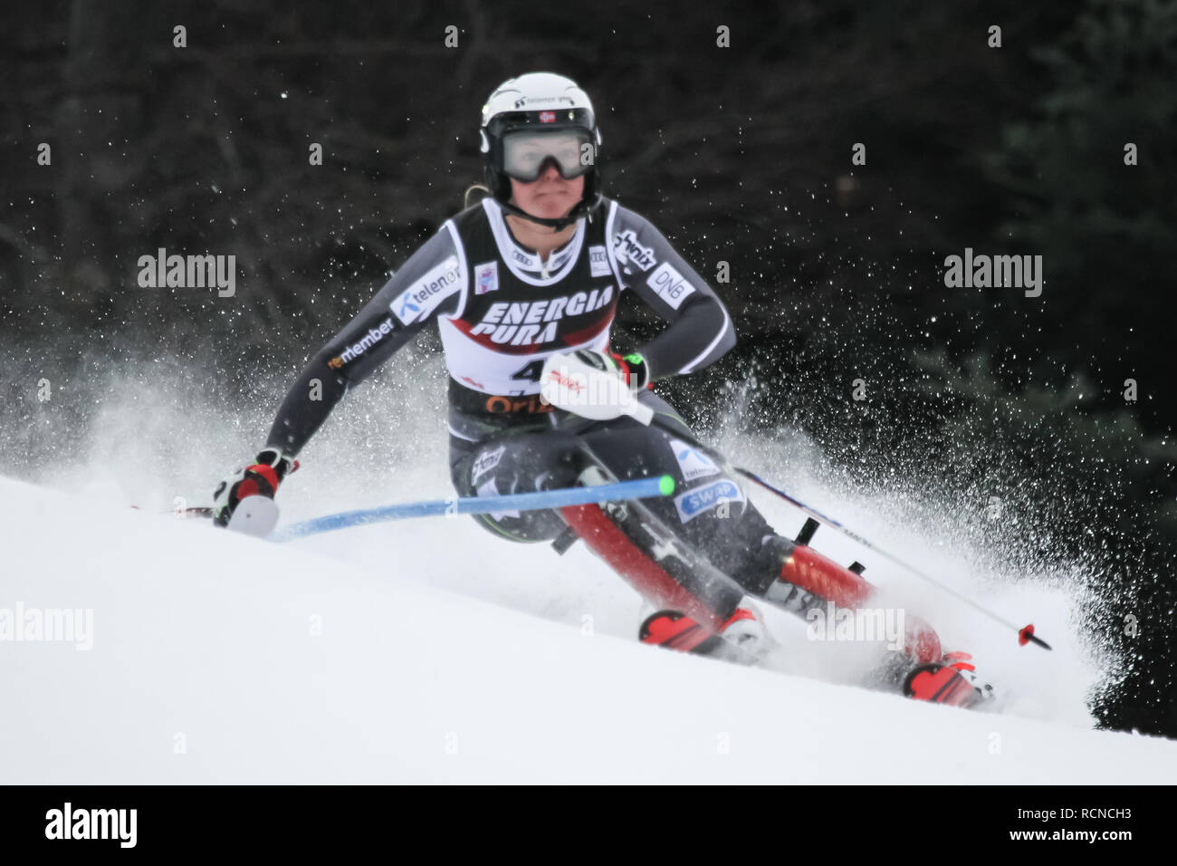 Zagreb, Kroatien - 5. Januar 2019: Thea Louise Stjernesund aus Norwegen konkurriert während des Audi FIS Alpine Ski World Cup Frauen Slalom, Snow Queen T Stockfoto
