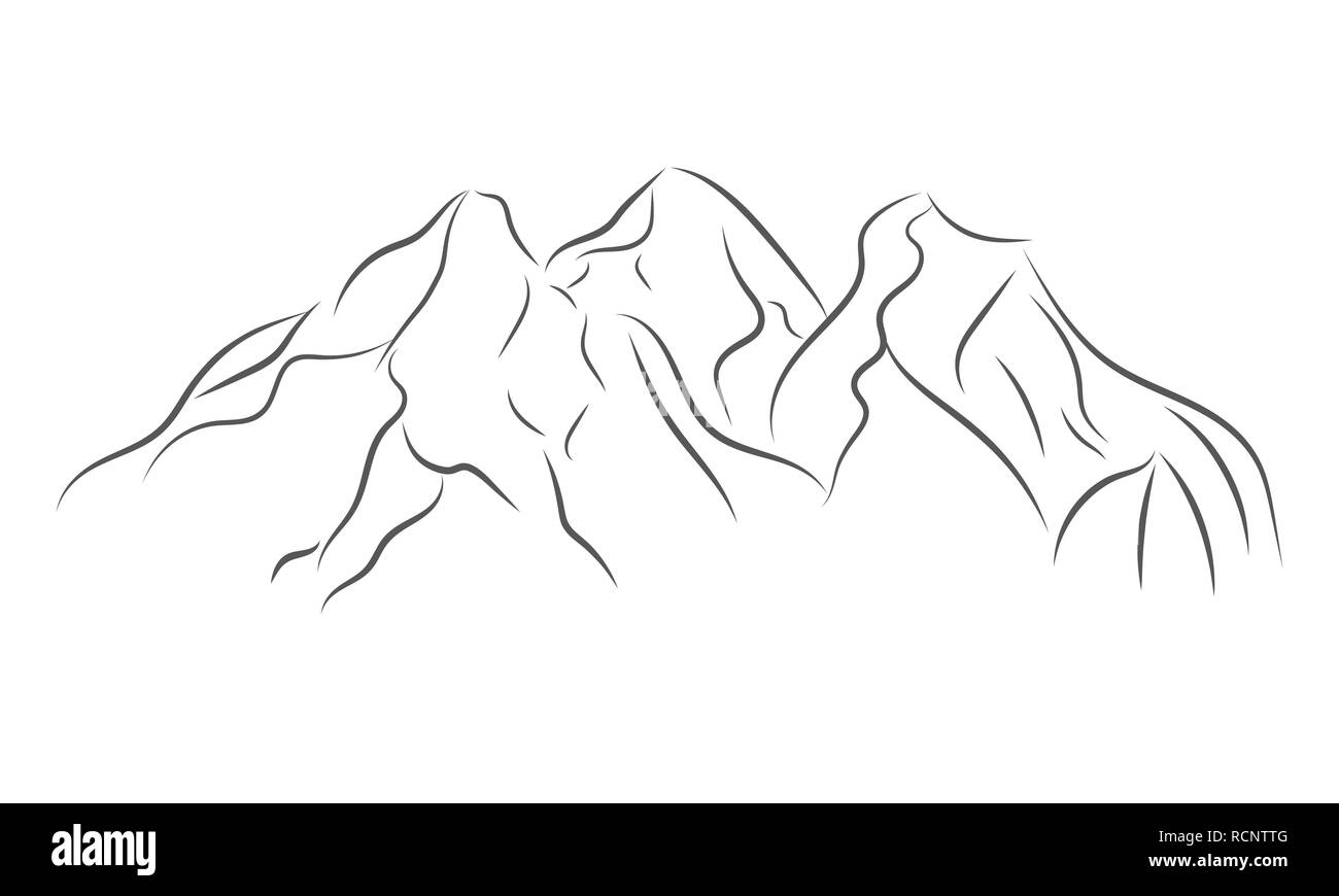 Abstrakte Berge in flacher Ausführung. Vector Illustration. Graue Gebirge Symbol auf weißem Hintergrund Stock Vektor