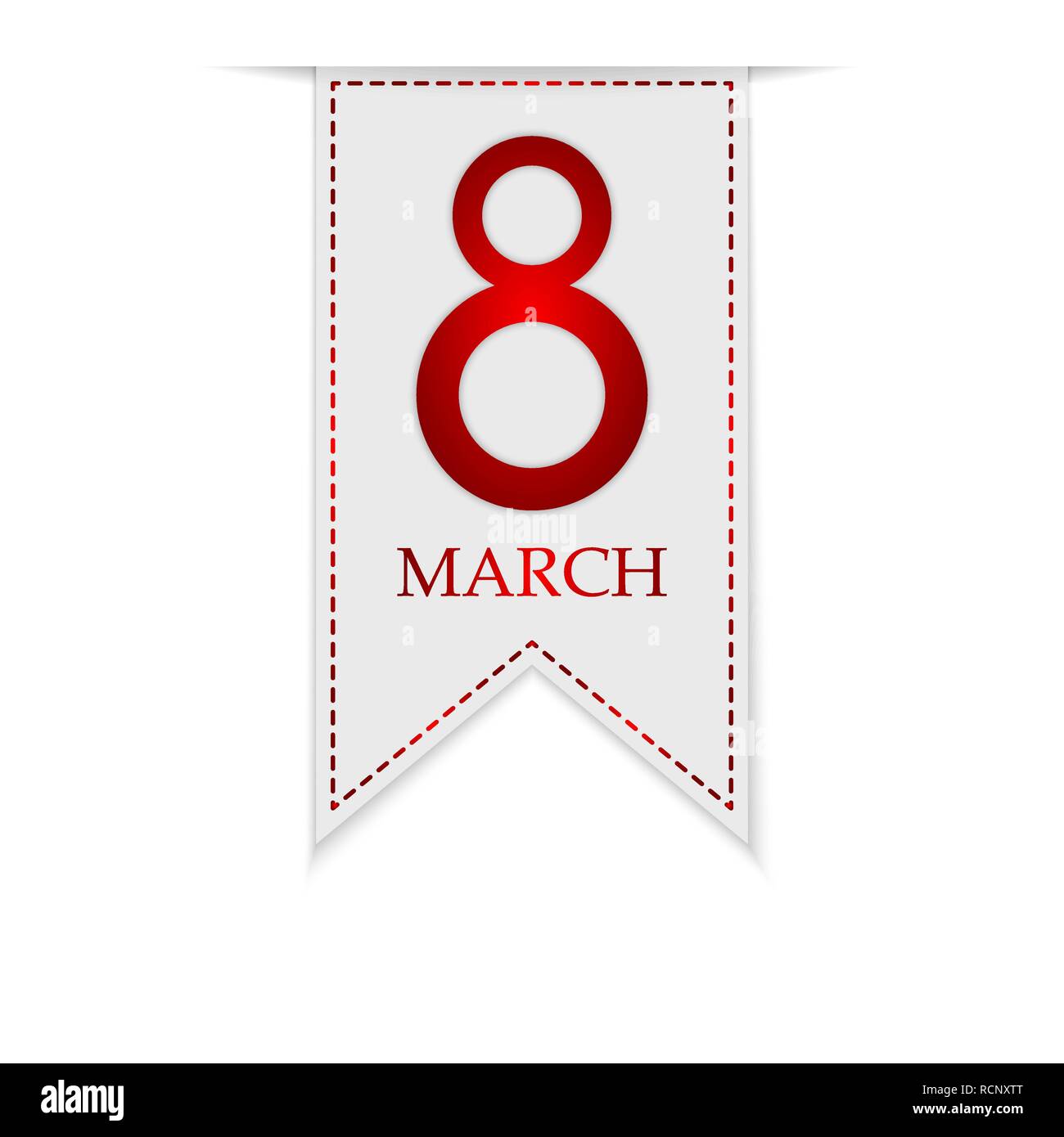 Banner für den 8. März, den Internationalen Frauentag. Vector Illustration. Gruß band für den 8. März Stock Vektor