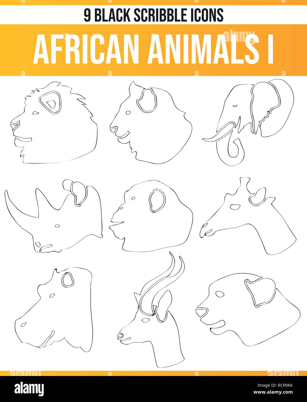 Schwarz Piktoramme/icons über afrikanische Tiere. Dieses Icon Set ist perfekt für kreative Menschen und Designer, die das Thema der afrikanischen Tiere im Th benötigen Stock Vektor