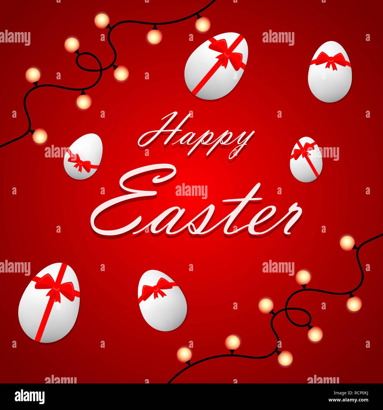 Frohe Ostern, abstrakt rot Banner mit Eiern und Zwiebeln. Vector Illustration. Ostern Grußkarte. Stock Vektor