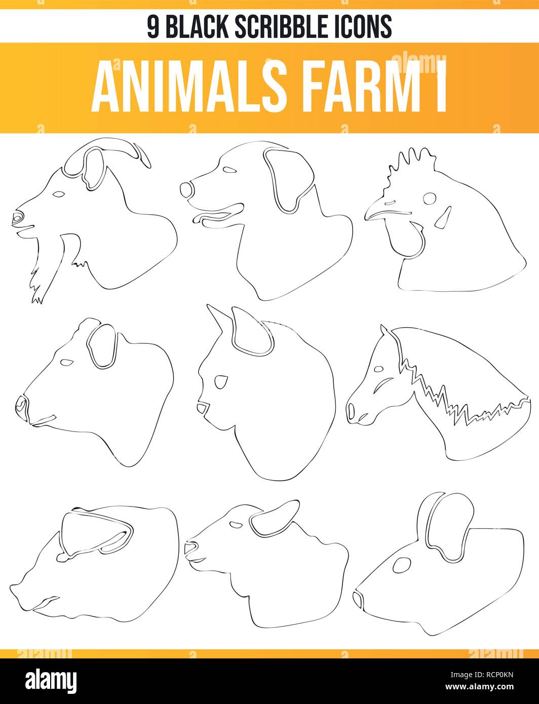 Schwarz Piktoramme/Icons auf Nutztiere. Dieses Icon Set ist perfekt für kreative Menschen und Designer, die das Thema der Bauernhof Tiere in Ihrem Diagramm benötigen Stock Vektor