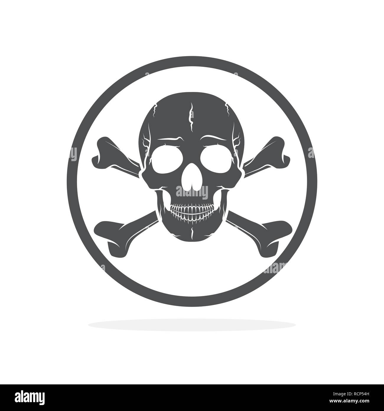 Totenkopf mit gekreuzten Knochen, Warnung Logo oder Symbol. Vector Illustration. Eine Markierung der Gefahr Warnung isoliert Stock Vektor