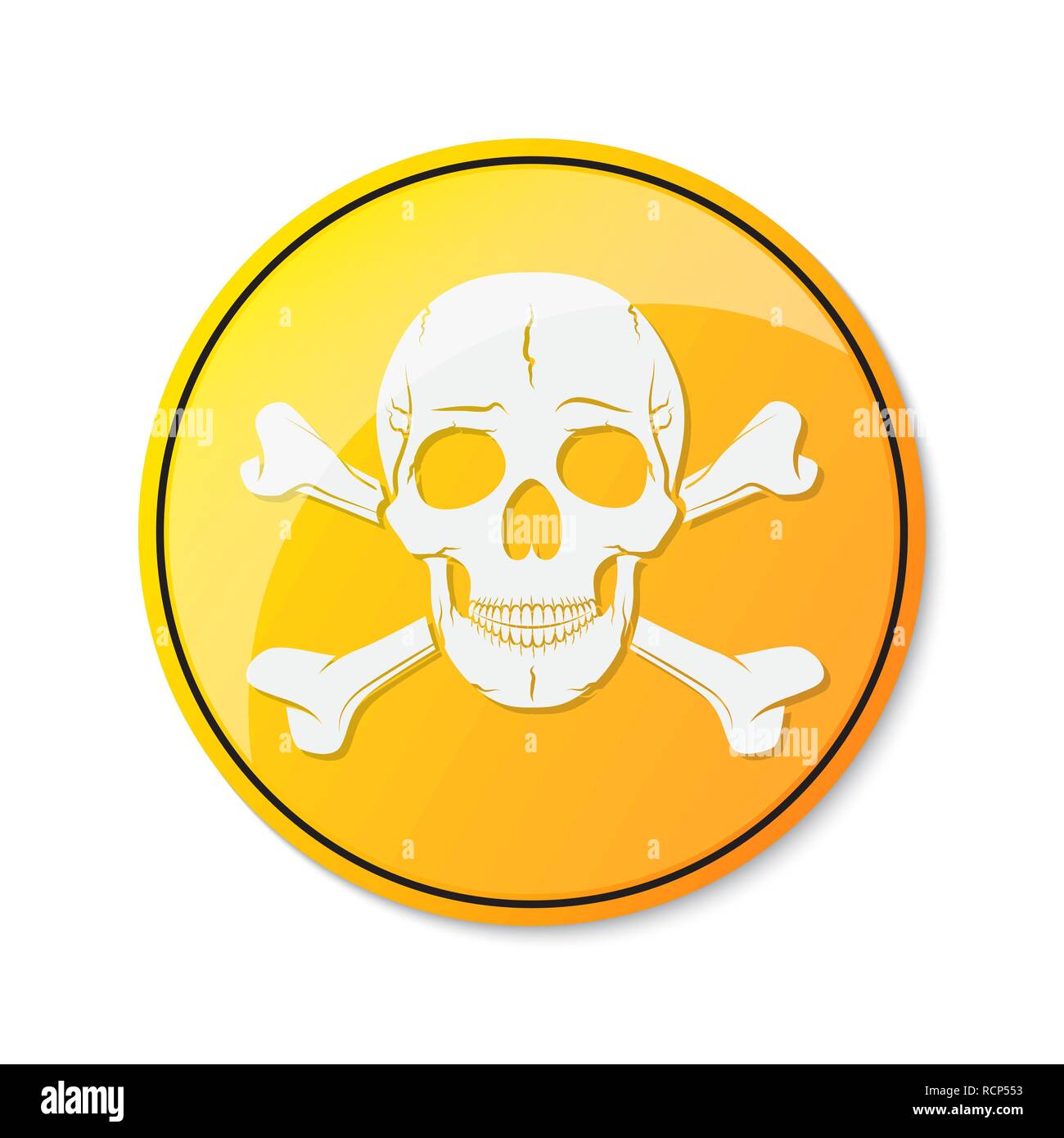 Totenkopf mit gekreuzten Knochen, Warnung Logo oder Symbol. Vector Illustration. Eine Markierung der Gefahr Warnung isoliert Stock Vektor