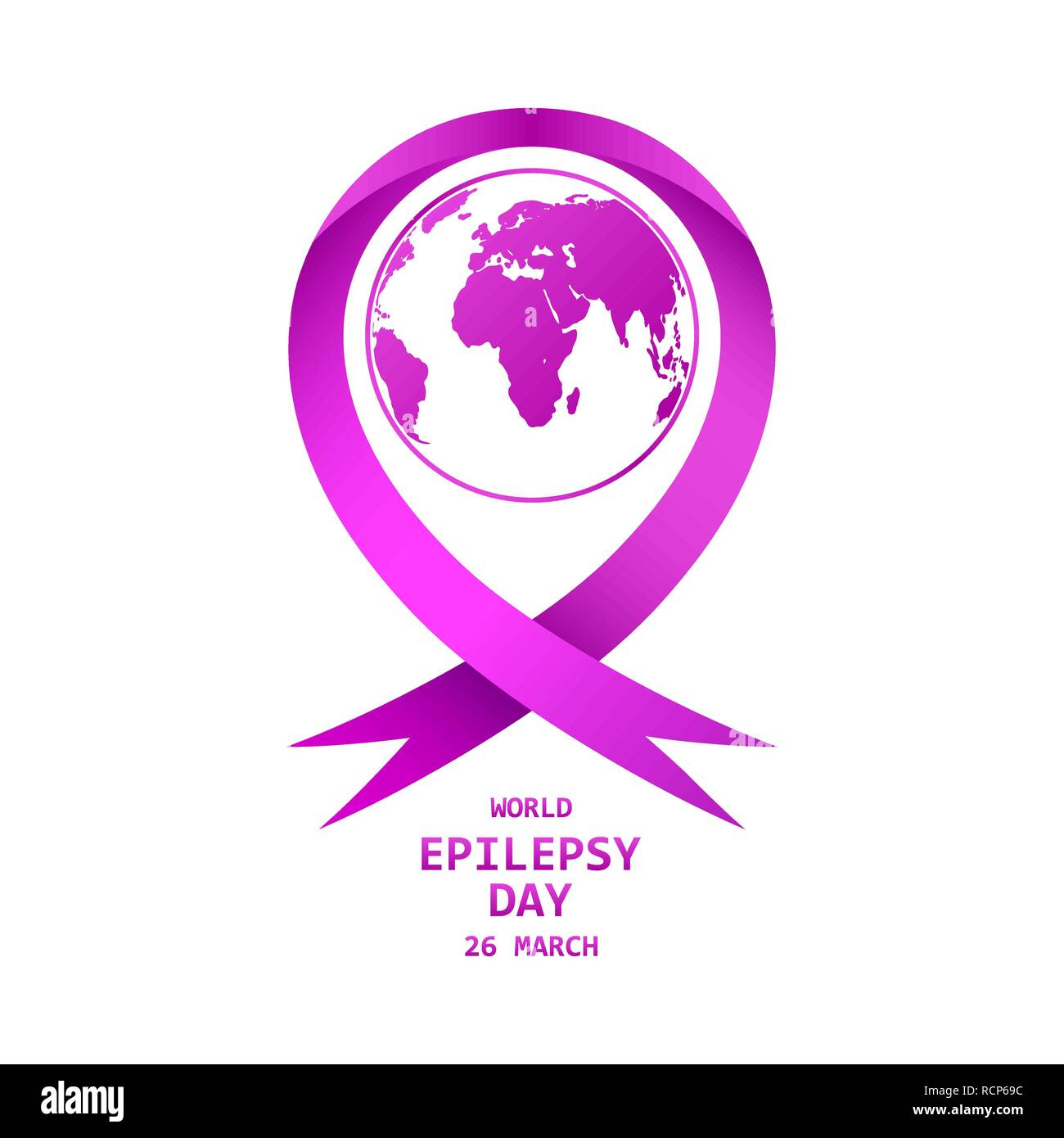 Symbol für die Welt Epilepsie Tag mit Kugel. Vector Illustration. 26. März. Purple ribbon isoliert. Stock Vektor