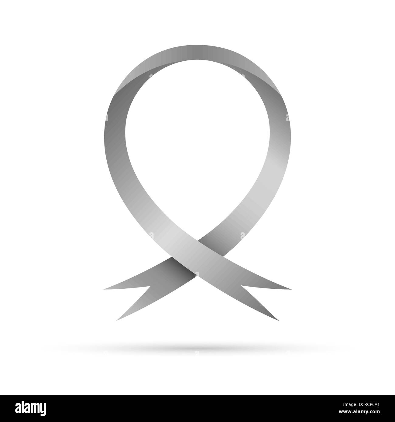 Symbol für die Welt Parkinson Tag. Vector Illustration. Grau awareness Ribbon, auf weißem Hintergrund. Symbol des Gehirns Stock Vektor