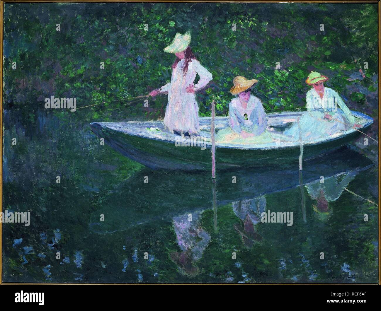 Die Yacht in Giverny (En norvégienne). Museum: Musée d'Orsay, Paris. Thema: Monet, Claude. Stockfoto