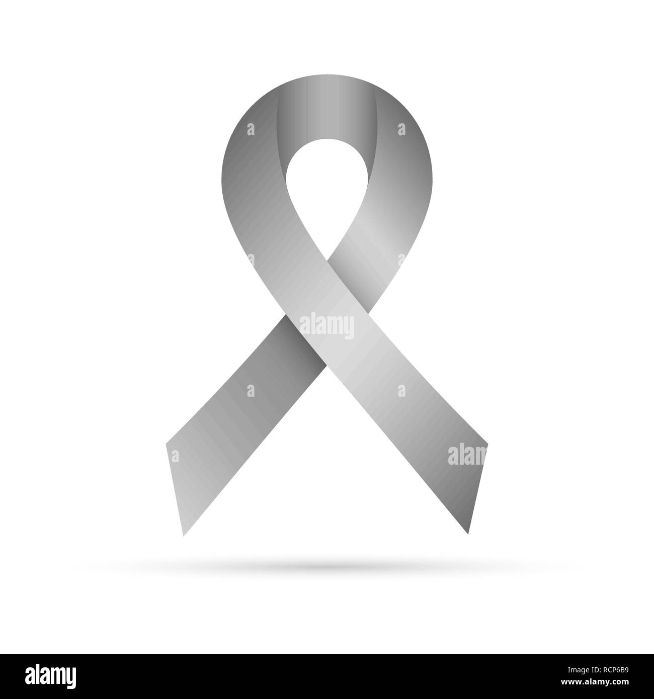 Symbol für die Welt Parkinson Tag. Vector Illustration. Grau awareness Ribbon, auf weißem Hintergrund. Symbol des Gehirns Stock Vektor
