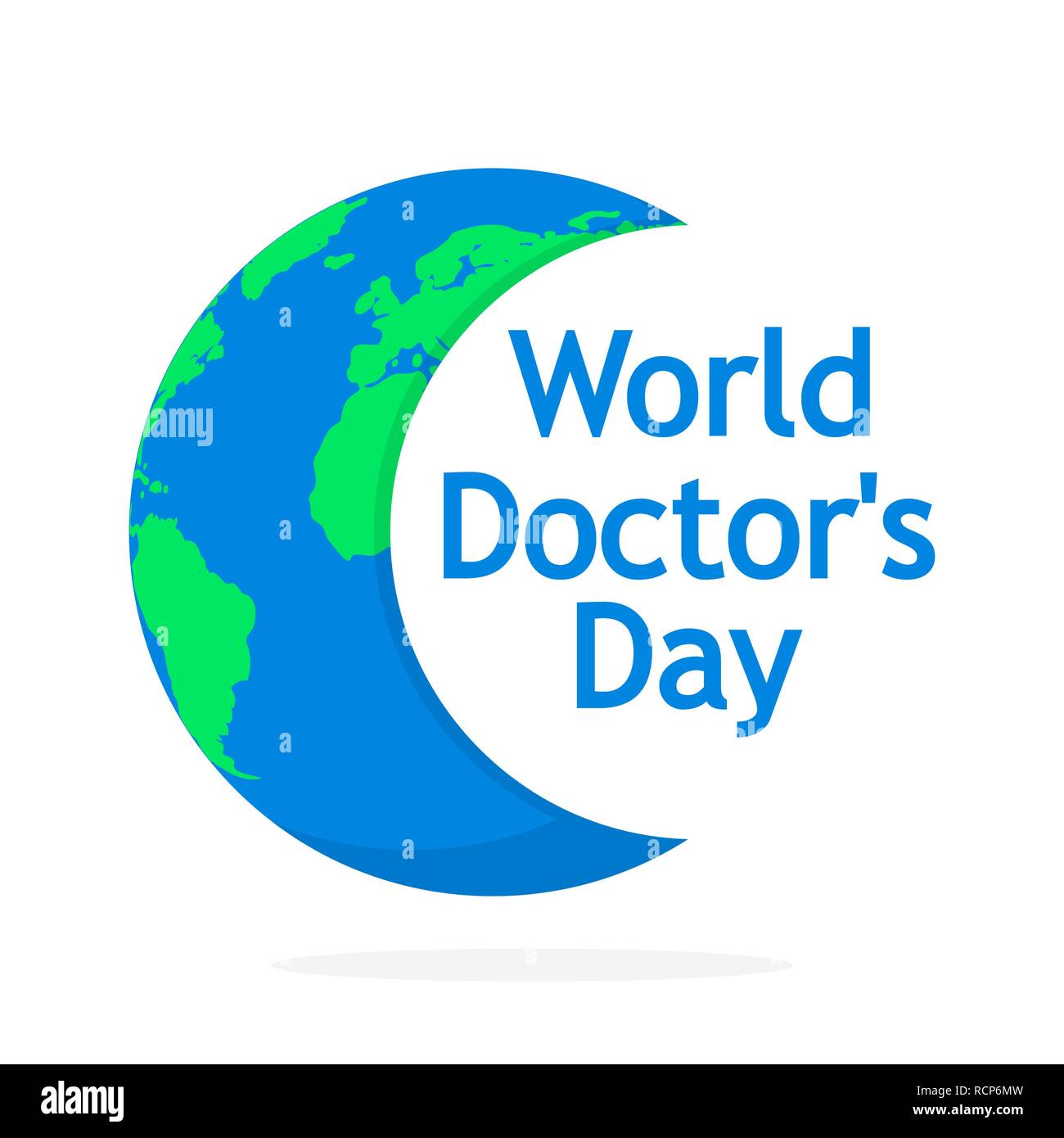 Welt Arzt Tag Plakat mit Globus und Beschriftung. Vector Illustration. Niedlich Poster im flachen Design Stock Vektor
