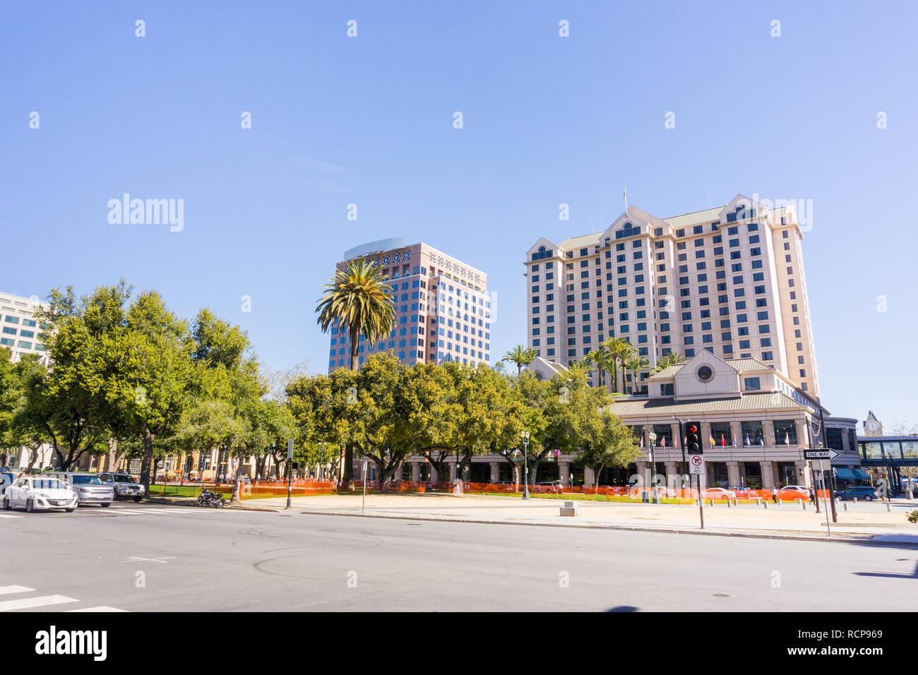 Plaza de Cesar Chavez, San Jose, Silicon Valley, Kalifornien Stockfoto