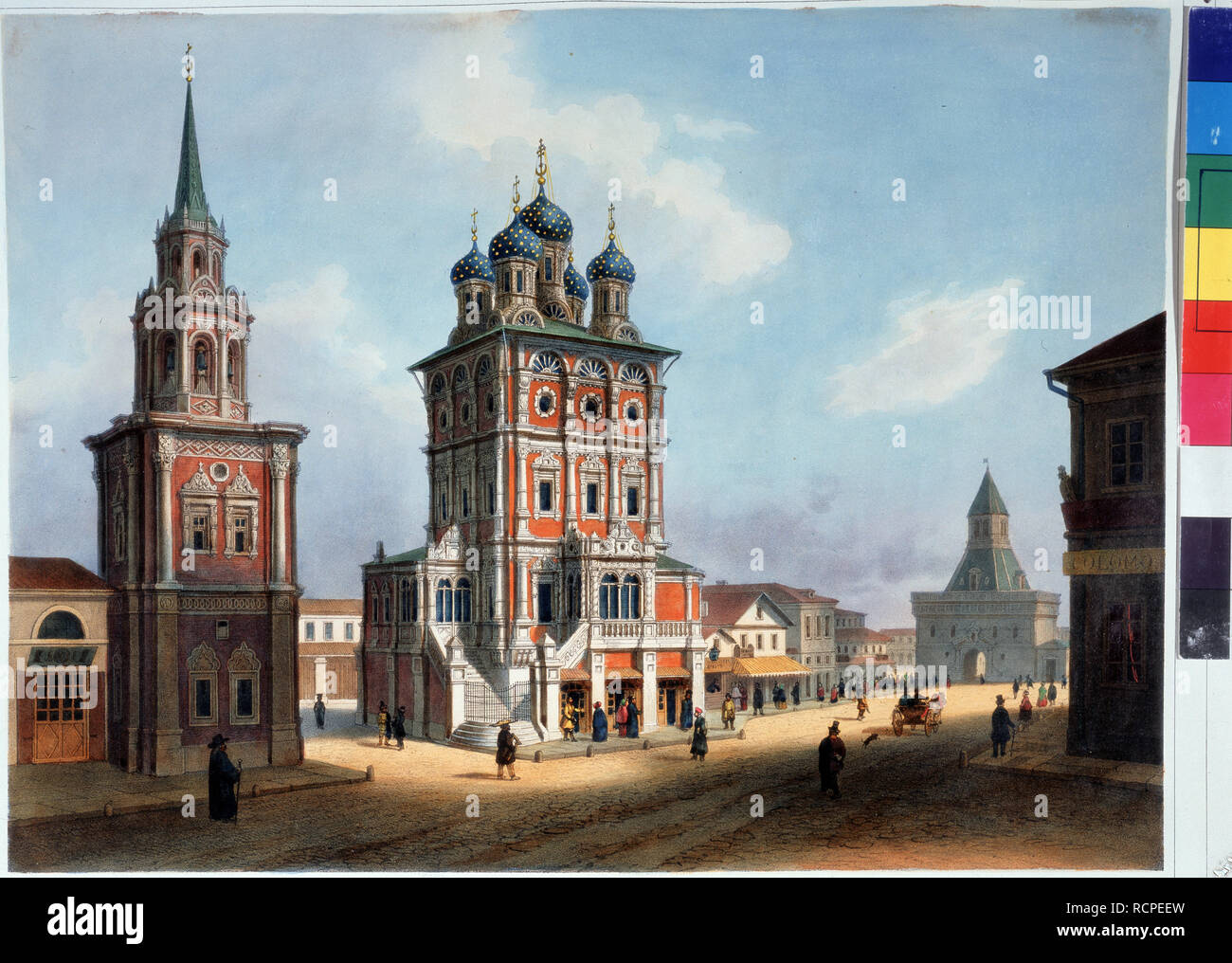 Die Kirche von Saint Nicholas das Wonderworker am Ilyinka Straße in Moskau. Museum: A.Puschkin Memorial Museum, St. Petersburg. Autor: Laurent Deroy, Isidor. Stockfoto