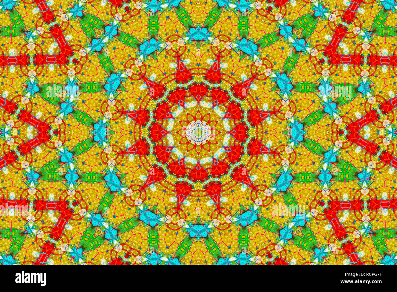 Abstrakte Kaleidoskop Muster Hintergrund, bunte reflektierende Spiegelung Hintergrund als Grafik Design Element Stockfoto